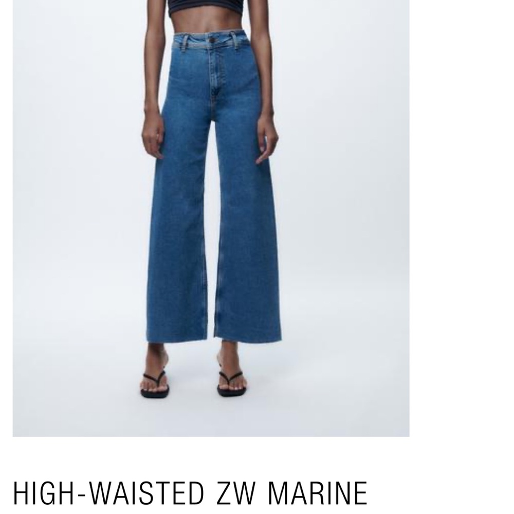 Zara High-Waisted Wide Leg Blue Jeans